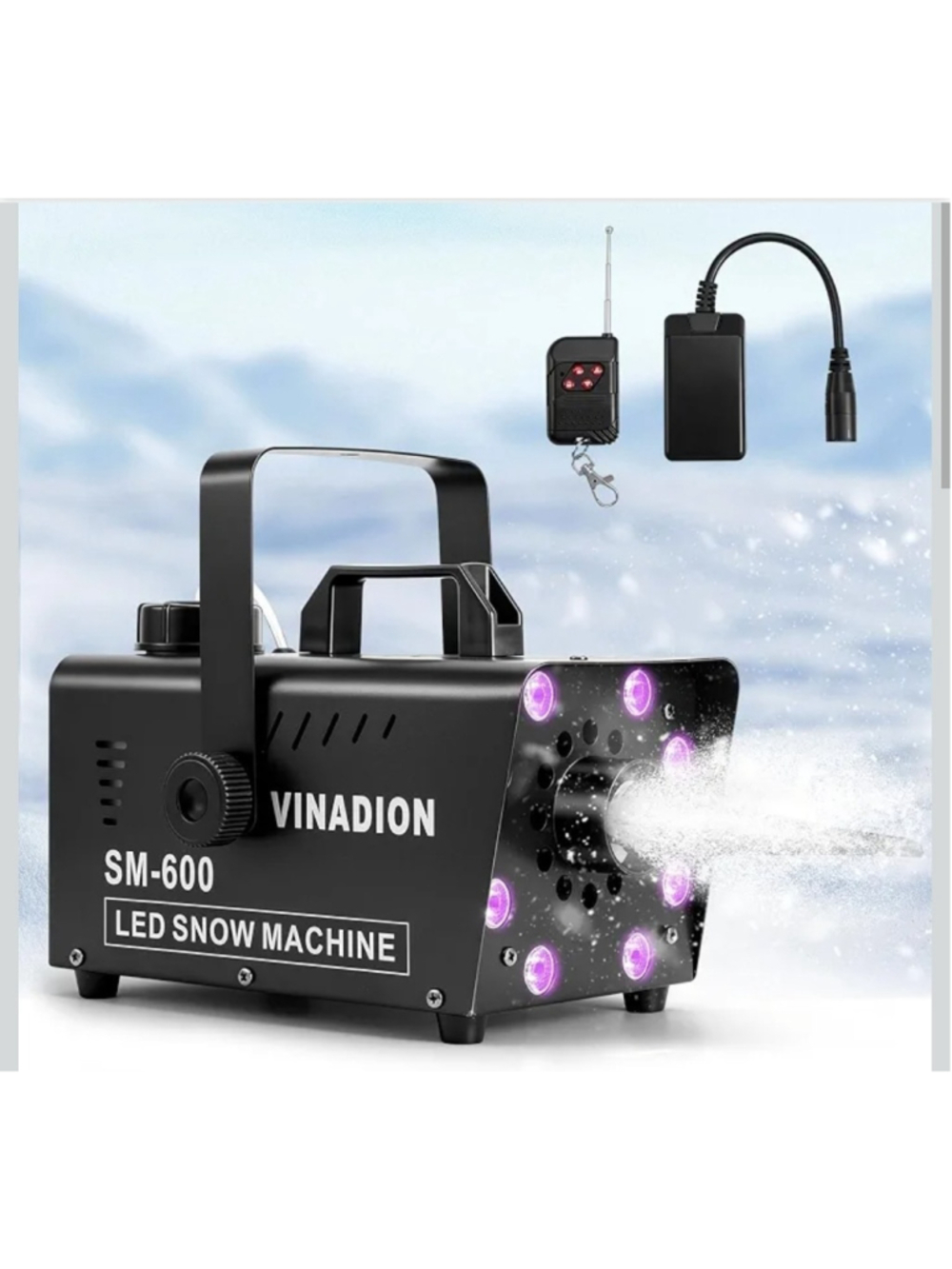 Snow Machine 600W, Portable Snow Maker with Wireless Remote Control, Upgraded.